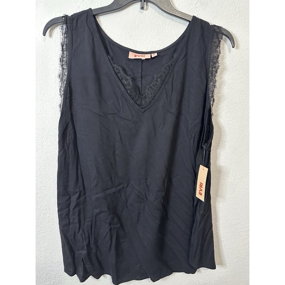 Evri Women’s Sleeveless Mineral Cami Lace Black Blouse Shirt Size 2XL